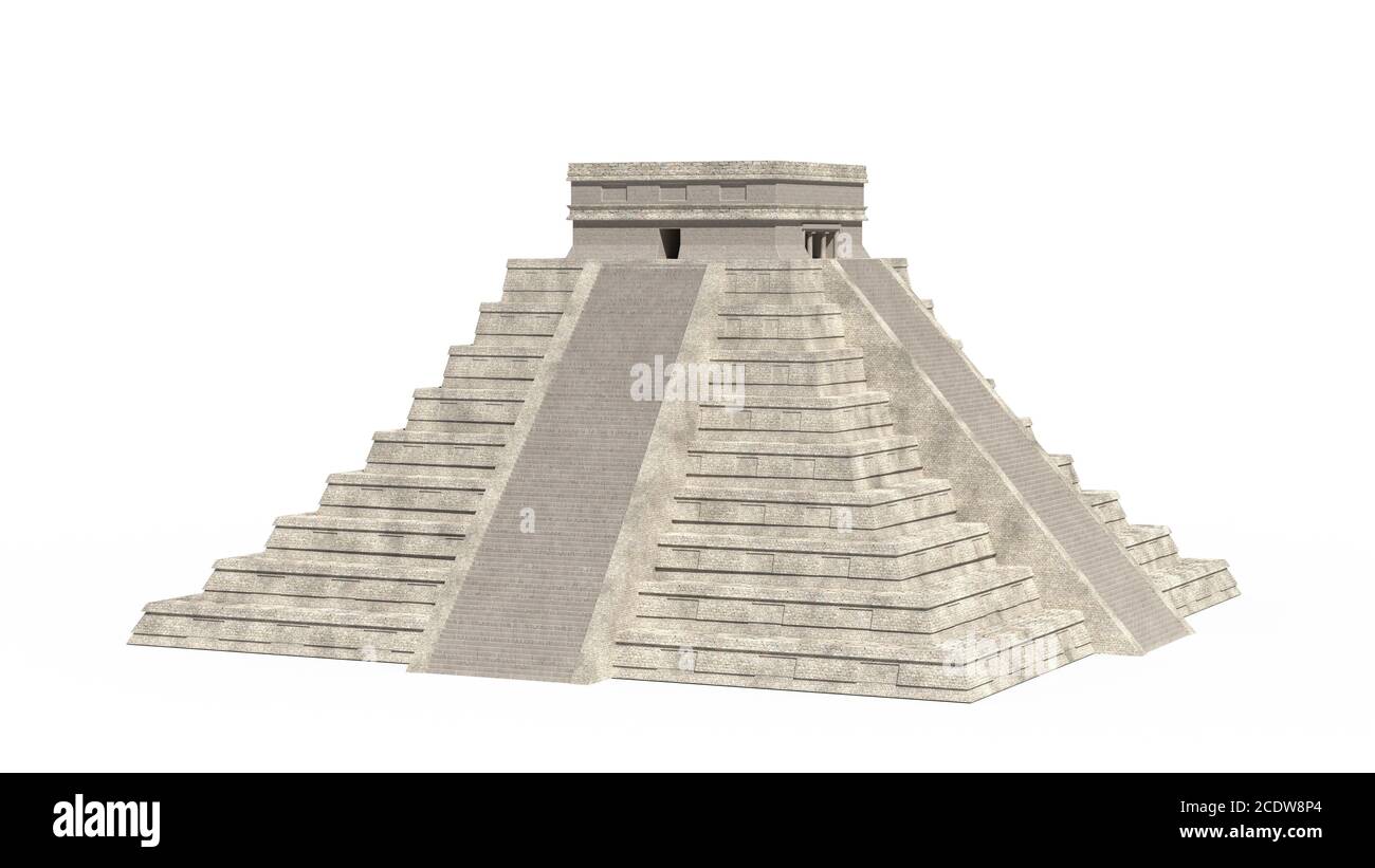 Tempel des Kukulkan. Maya Pyramide. Chichen Itza. Yucatan, Mexiko 3D-Darstellung Stockfoto