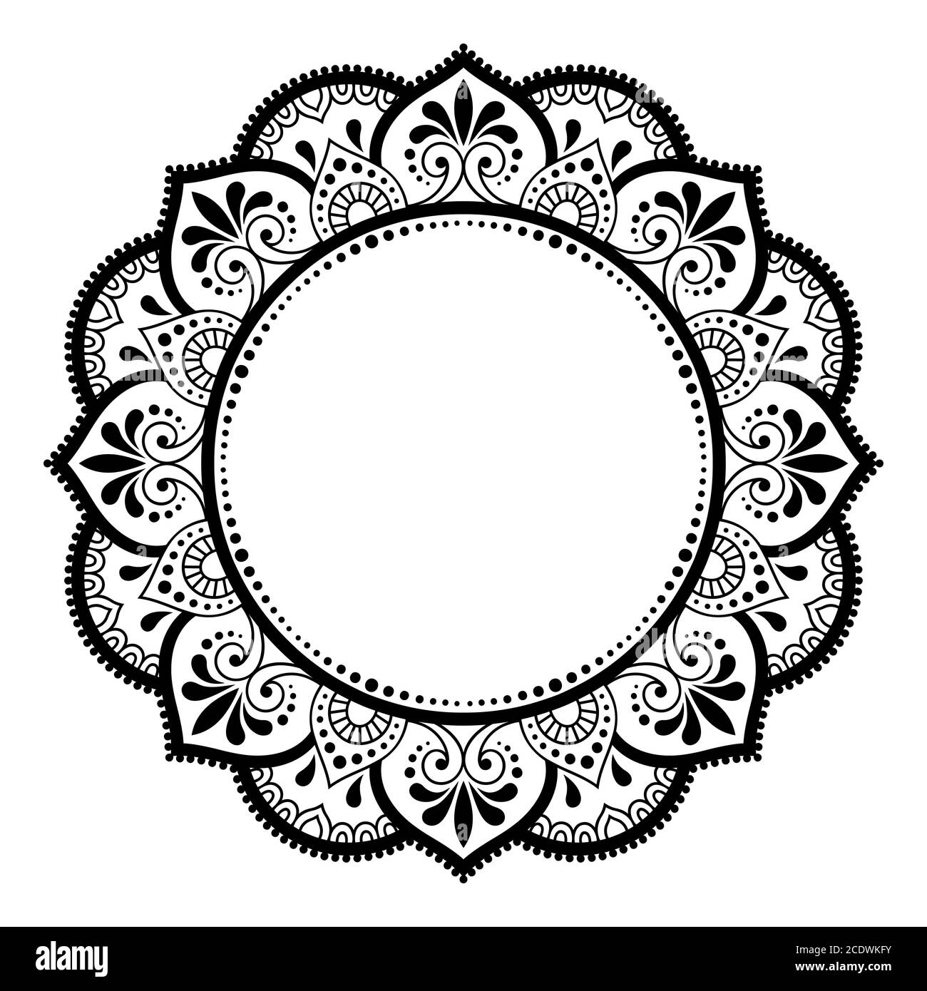 Rahmen in östlicher Tradition. Stilisiert mit Henna-Tattoos dekoratives Muster zum Dekorieren von Covern für Buch, Notizbuch, Schatulle, Zeitschrift, Postkarte und Fotobuch Stock Vektor