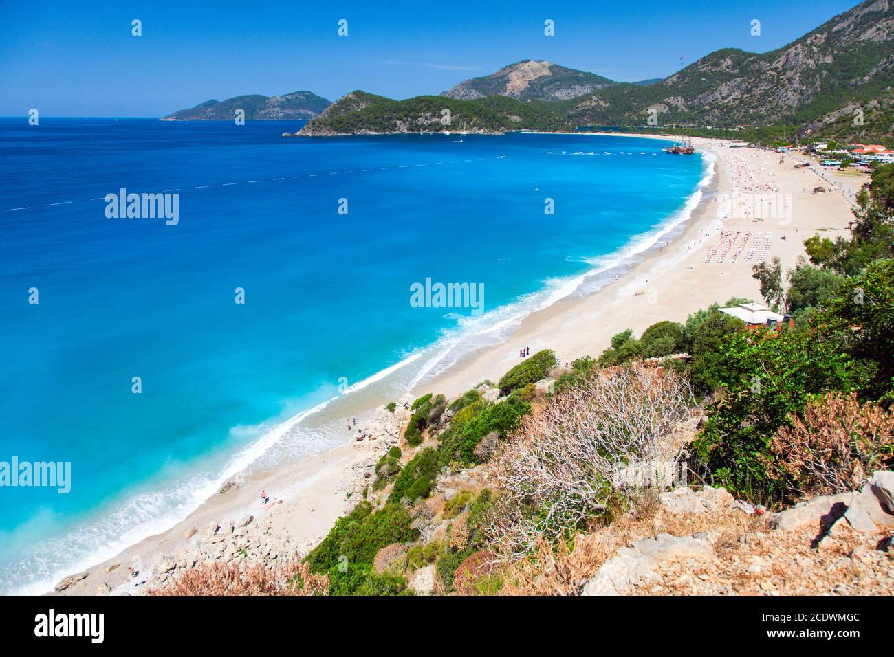 Luftaufnahme der Blauen Lagune in Ölüdeniz Stockfoto