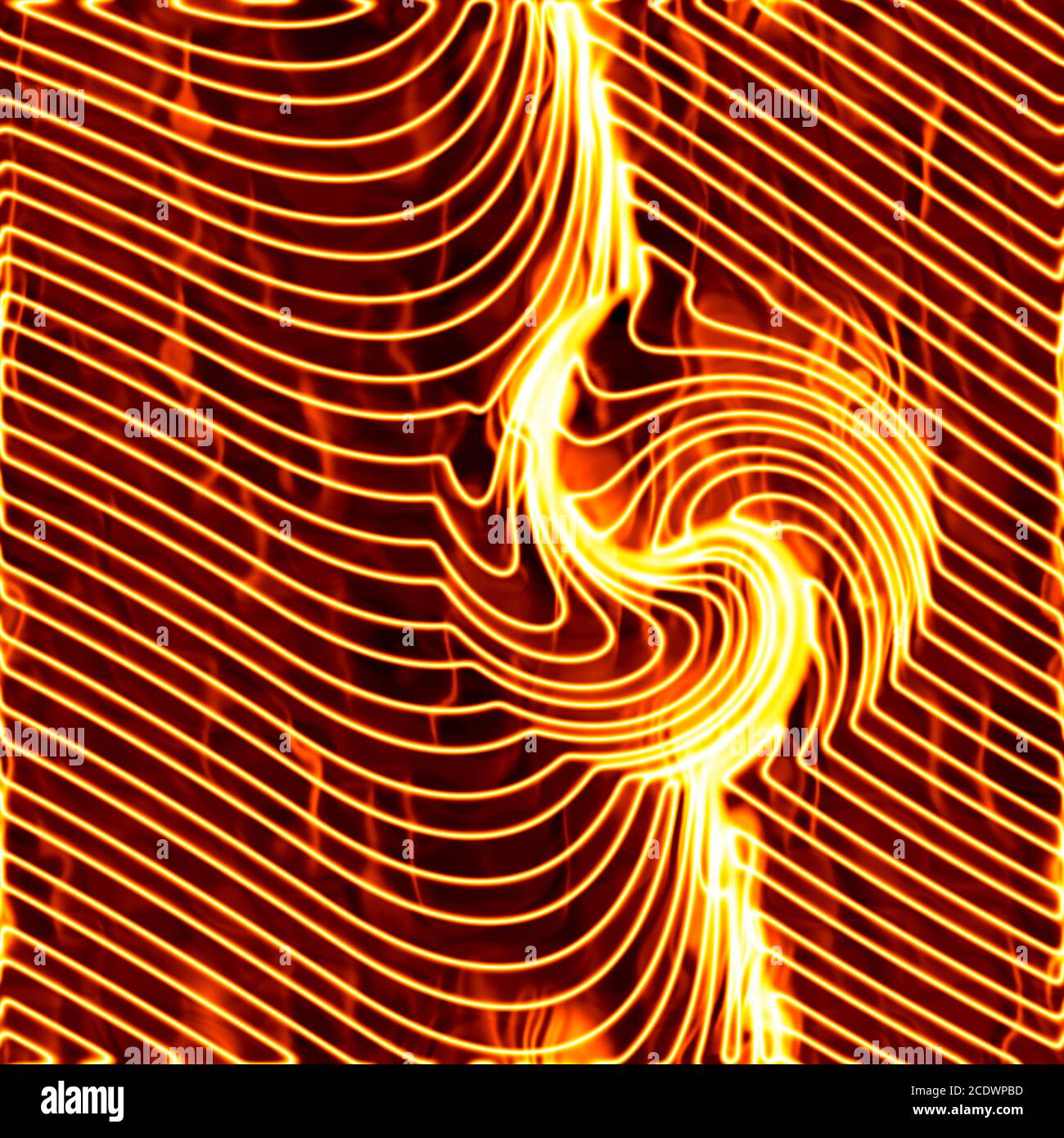 Abstrakte Abbildung: Zebra print Hintergrund Muster Textur durch die Verbrennung von orange Fire Flame gemacht Stockfoto