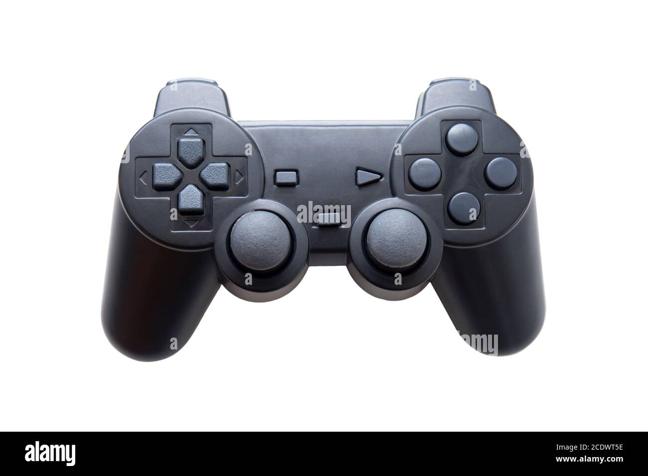 Joystick Videospiele Schwarz Isoliert Auf Weißem Hintergrund. Stockfoto