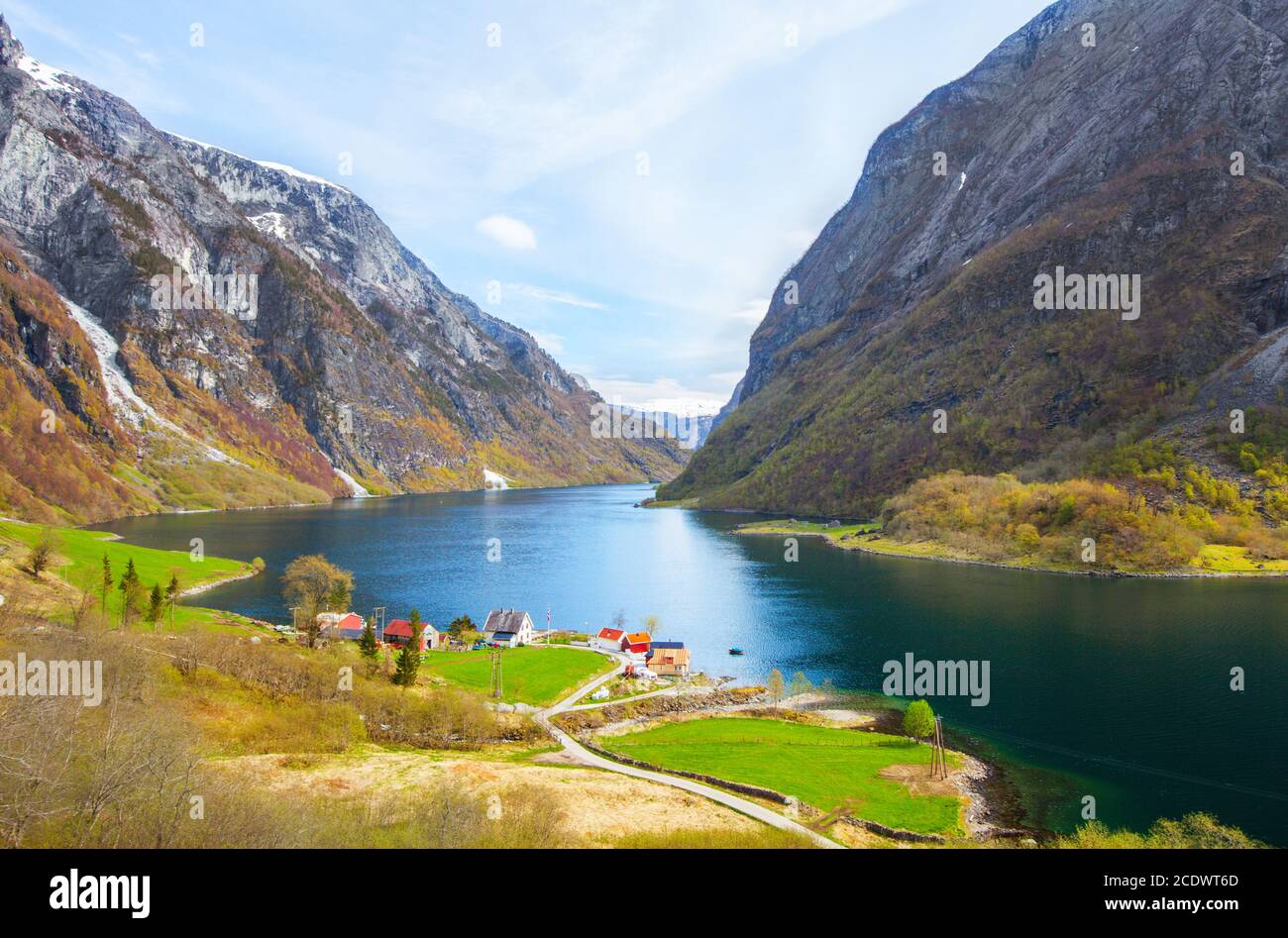 Naeroyfjord - Fjord-Landschaft in Sogn Og Fjordane Region. Stockfoto