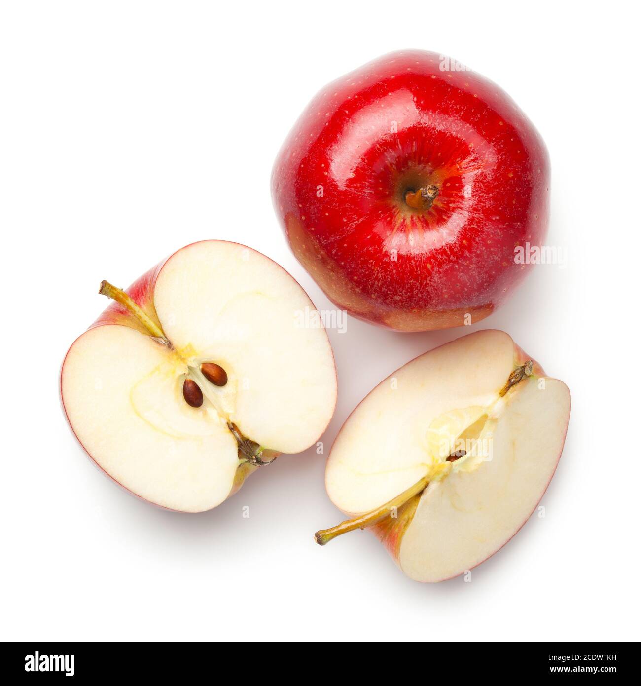 Rote Äpfel isoliert auf weißem Hintergrund Stockfoto