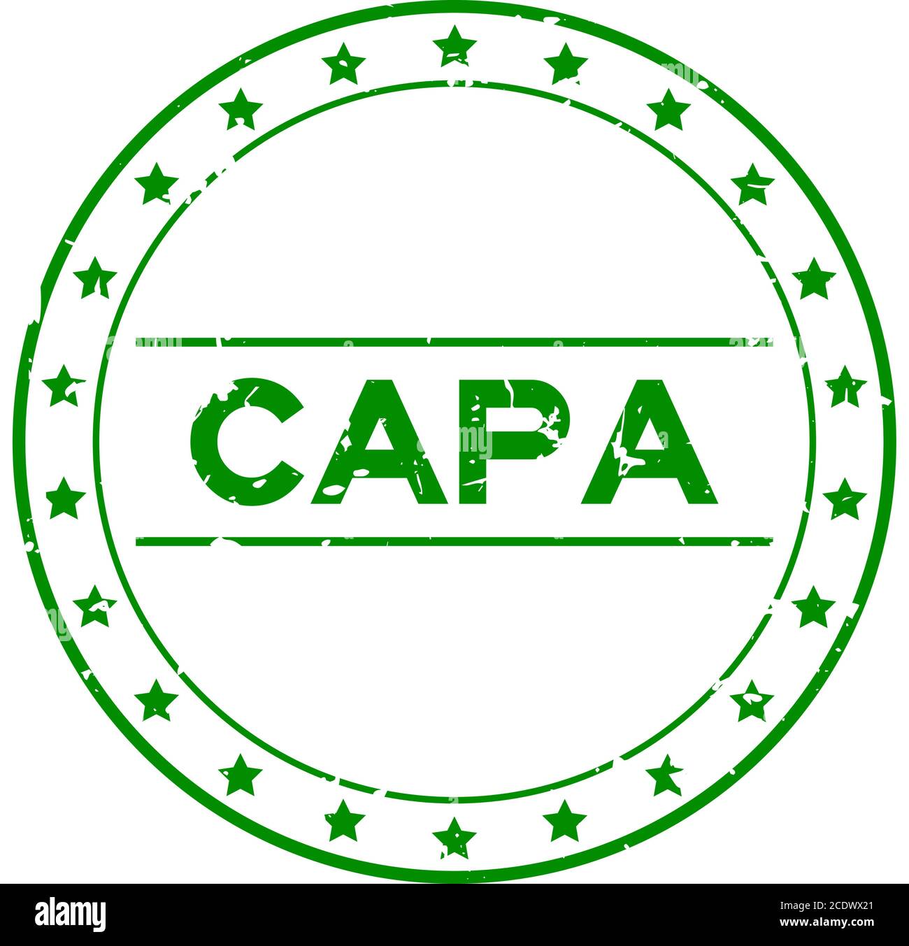 Grunge Green CAPA (Abkürzung für Korrekturmaßnahme und Präventivmaßnahme) Wort rund Gummi-Siegel-Stempel auf weißem Hintergrund Stock Vektor
