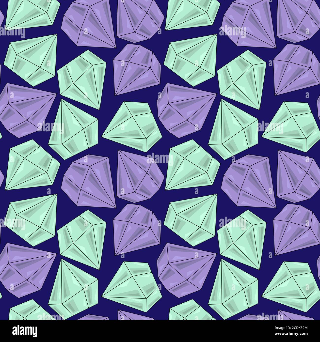 Nahtloses Muster mit blauen und violetten Diamanten Stock Vektor