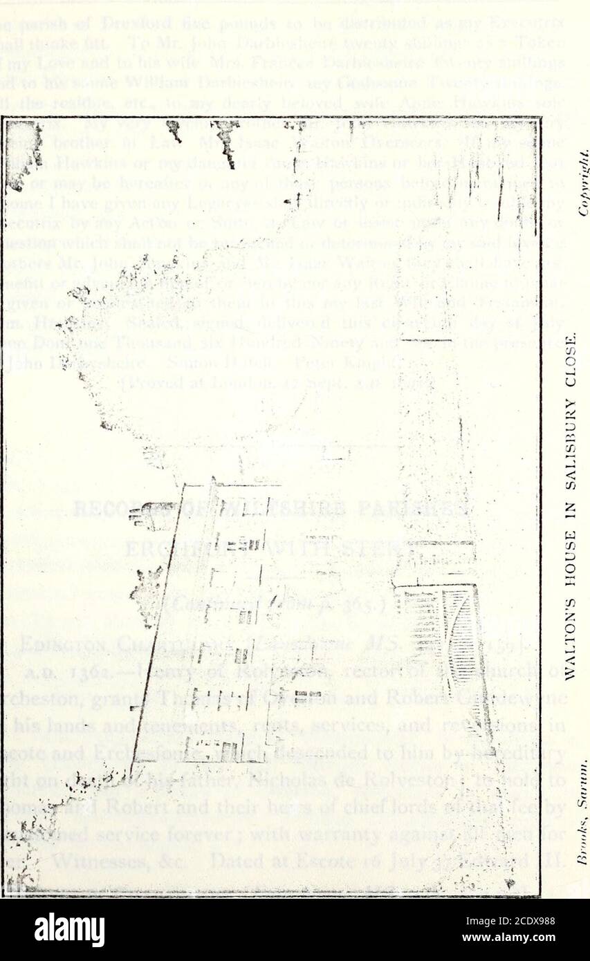 . Wiltshire Notizen und Abfragen . das Abdruckrecht von Paradise Lost from Simmonds für £25, Verkauf in 1663 die Hälfte seiner lightto Tonson, der in 1690 erwarb das gesamte Recht. Die Bischöfe Pedigreeis in der Visitation of Lincoln 1592, und in der von London 1633-4; seine Tochter Judith heiratete William Lynch, von Staple, eo. Kent, whosepedigree ist in der Visitation of Kent, 1663; in Langley Burredchurch sind M.I. zu Aylmer Lynch (Rektor, und Canon von Sarum), ncpotisToTiannis Aylmcri, Londhiensis quondam cpiscopi, 1691, im Alter von 91, undTheophilus Lynch (der Bischof hatte einen Sohn dieses Namens) 1668, und EIN Stockfoto