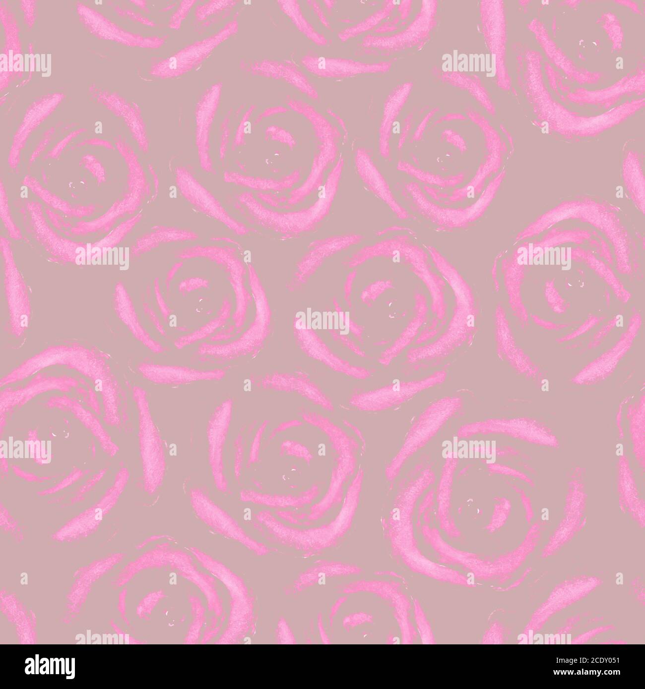 Nahtloses Blumenmuster. Floraler Hintergrund mit rosa Rosen. Handbemalte Blumen Textur. Druck für Textil, Stoff, Tapete, Geschenkpapier. Stockfoto