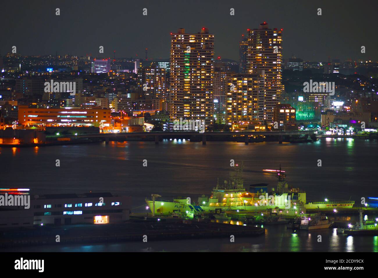 Kanagawa Präfektur, Yokohama Minato Mirai von Nachtansicht Stockfoto