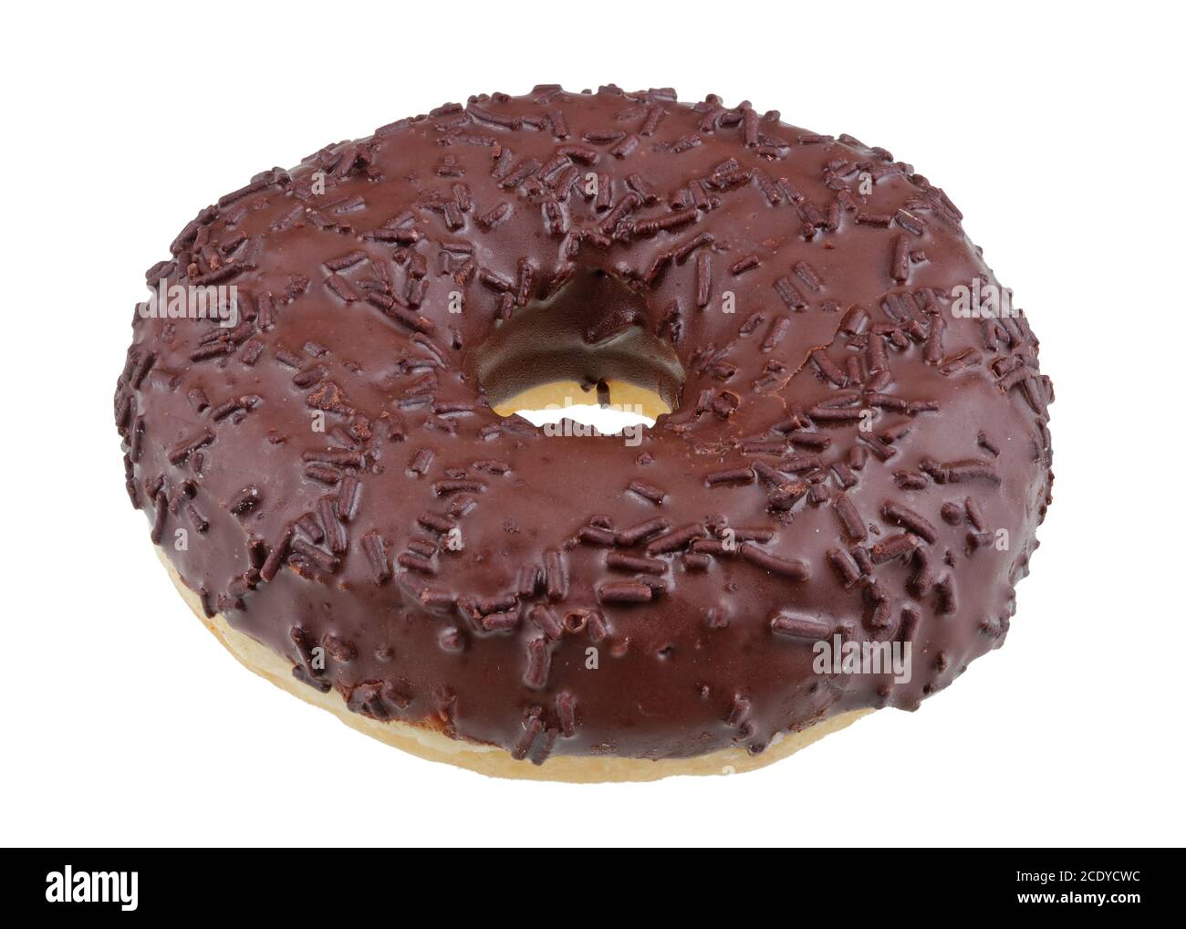 In Zukunft werden wir dieses Konzept essen. Fett Donut mit gefälschten Ton Schokolade isoliert Stockfoto