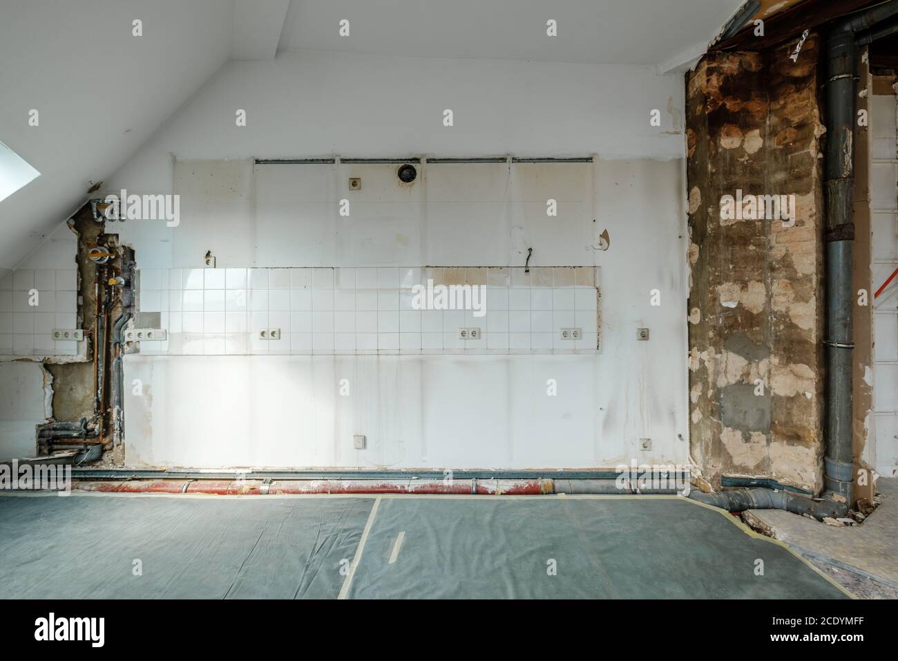 Küche Renovierung in Loft-Apartment-Zimmer - Renovierung Stockfoto