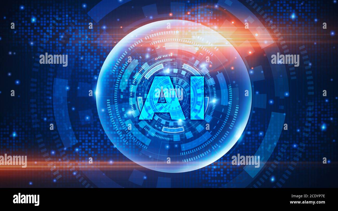 Futuristisches Logo fr Knstliche Intelligenz Konzept mit KI Schriftzug  ber Abstrakter Hintergrund Stockfotografie - Alamy