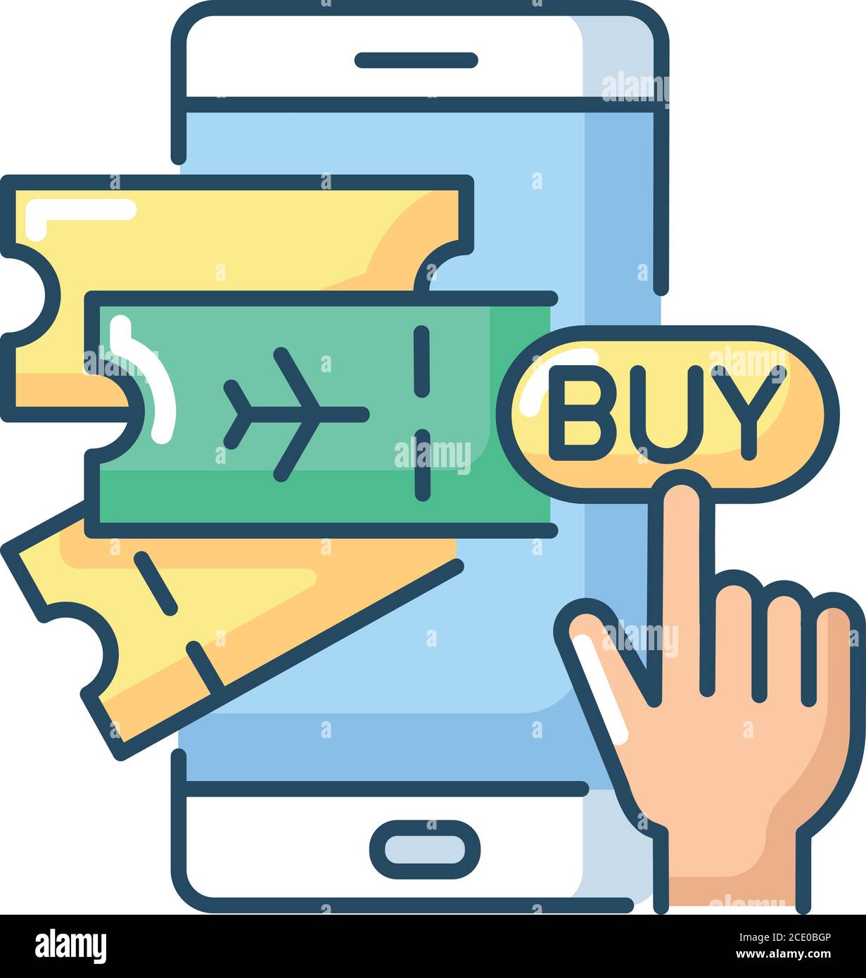 Kauf von Tickets online RGB Farbe Symbol Stock Vektor