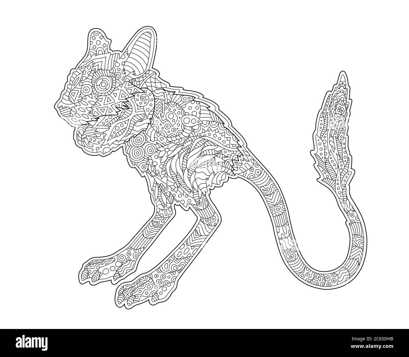 Schöne Erwachsene Malbuch Seite mit stilisierten jerboa auf weiß Hintergrund Stock Vektor