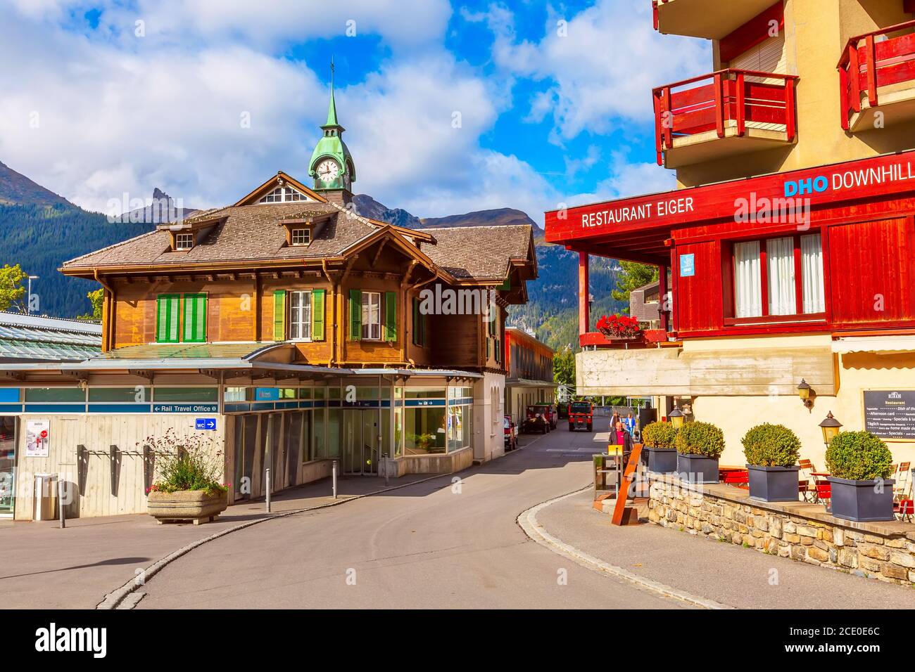 Bahnhof in Wengen, Schweiz Stockfoto