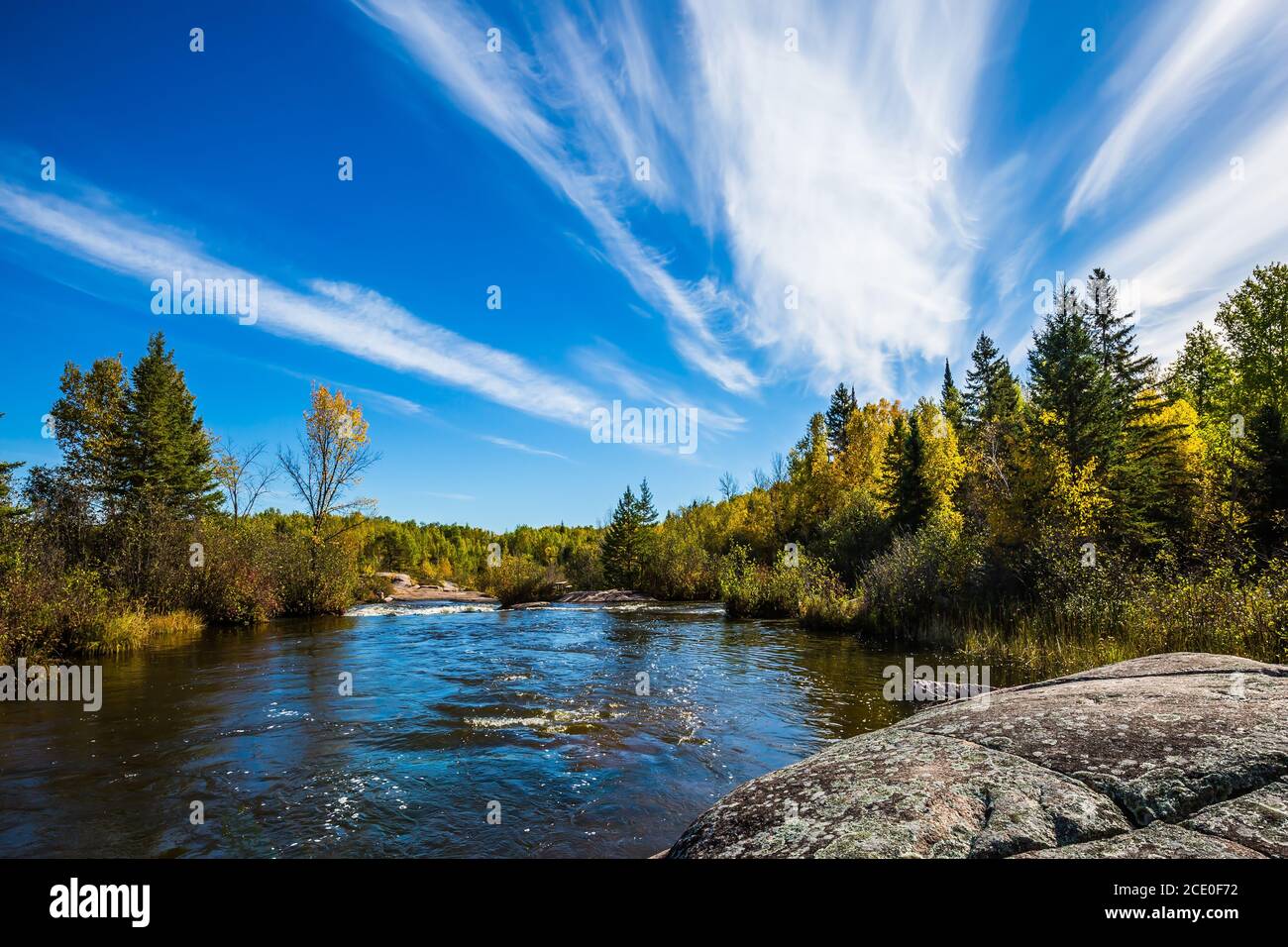 Die Landschaft im Old Pinawa Dam Park Stockfoto