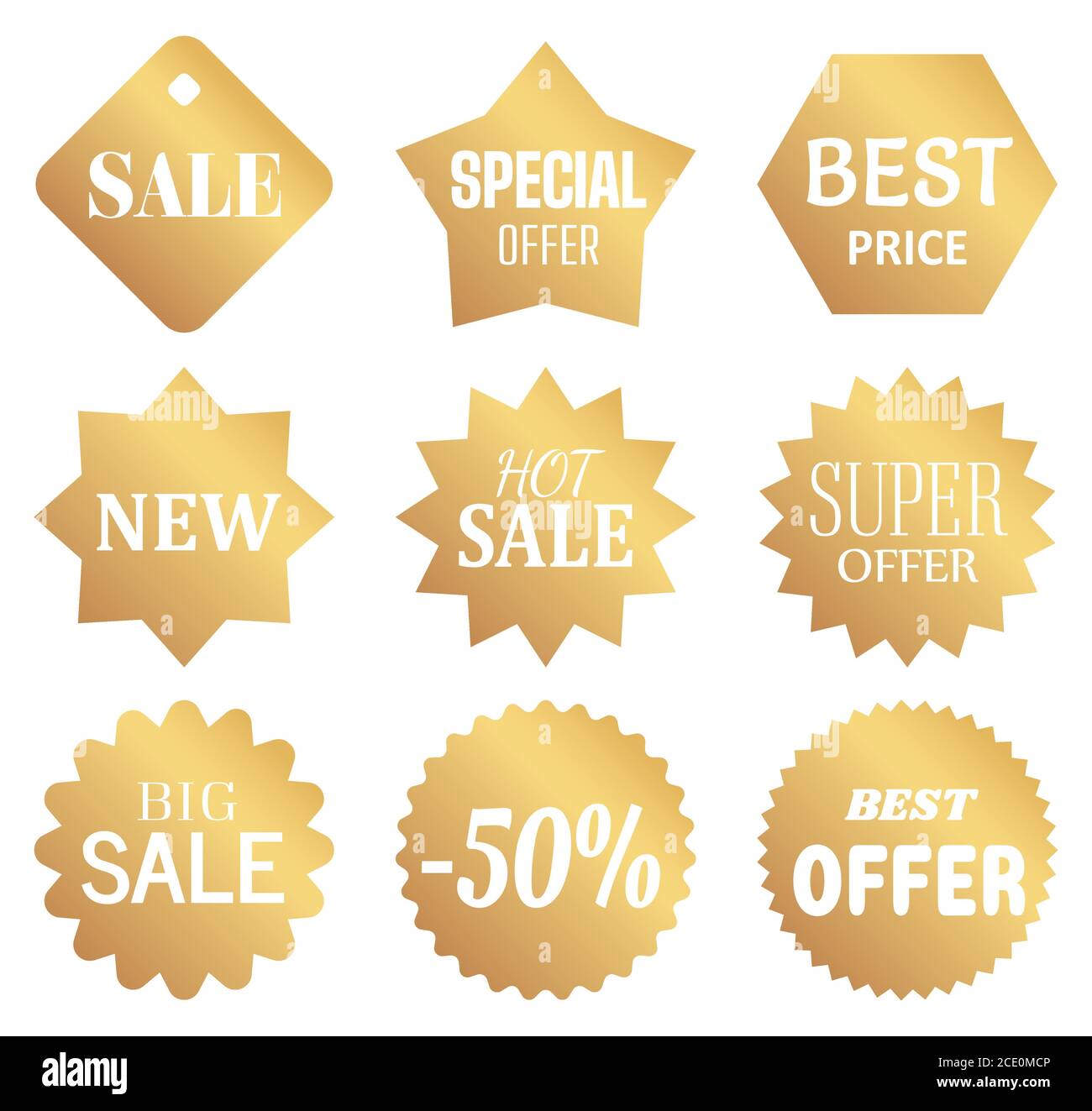 Gold Starburst Preis Aufkleber Set, Illustration Vektor 10 Stock Vektor