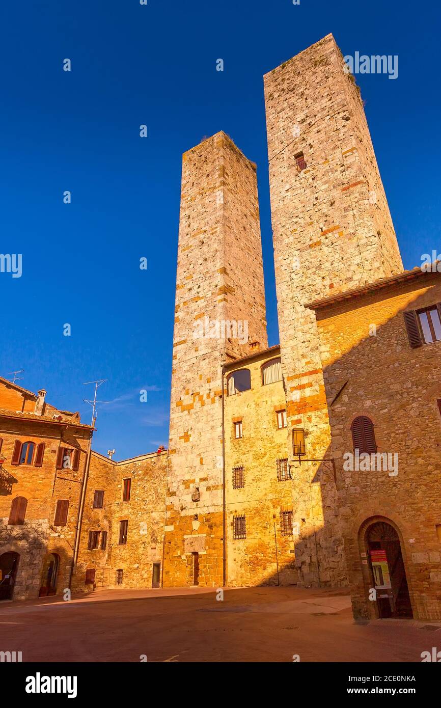 Straße in San Gimignano, Toskana, Italien Stockfoto