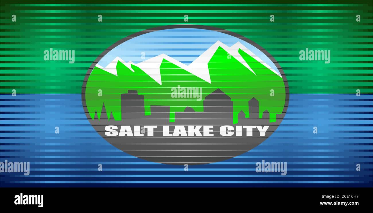 Glänzende Grunge Flagge der Salt Lake City - Illustration, dreidimensionale Flagge der Salt Lake City Stock Vektor