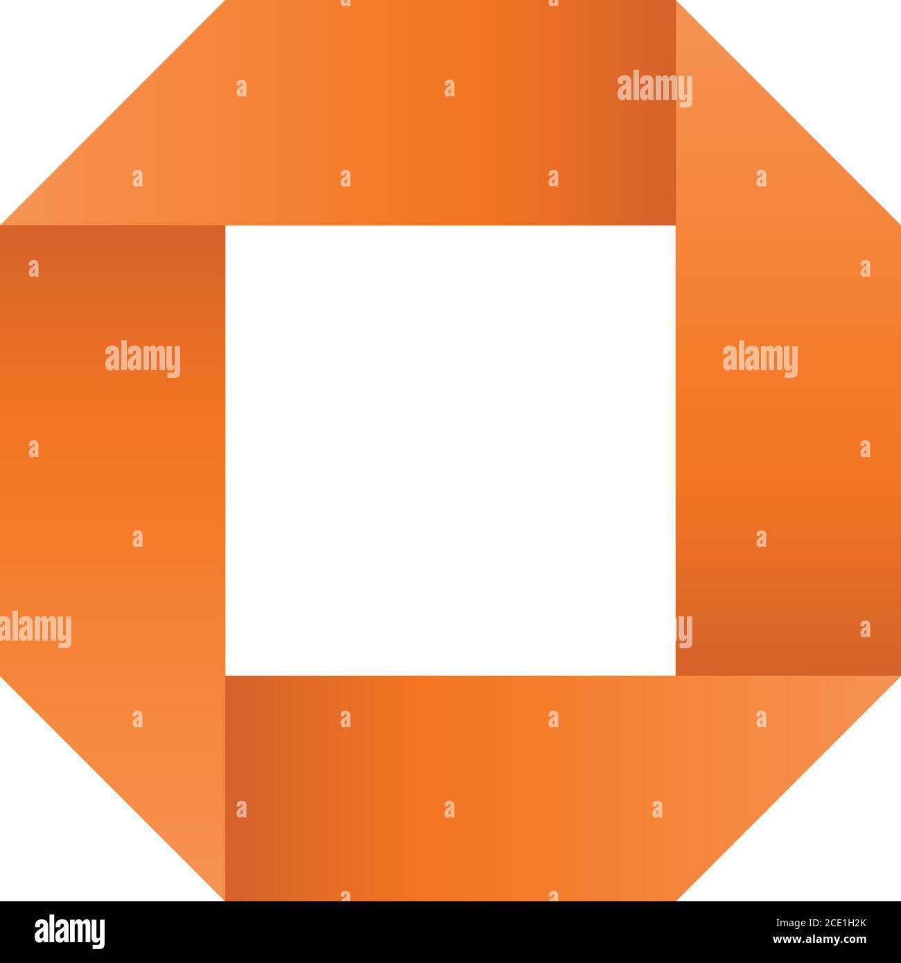 Orange unendliche Schleife in Form von Quadrat gefaltet. 3D-ähnliches Vektorsymbol. Modernes Icon-Design. Stock Vektor