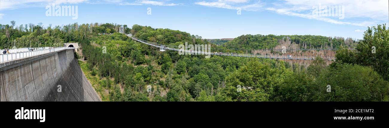 Oberharz am Brocken, DEUTSCHLAND - August 29.2020: Der Rappbode-Staudamm ist der größte Staudamm im Harz sowie der höchste Staudamm Deutschlands. Stockfoto