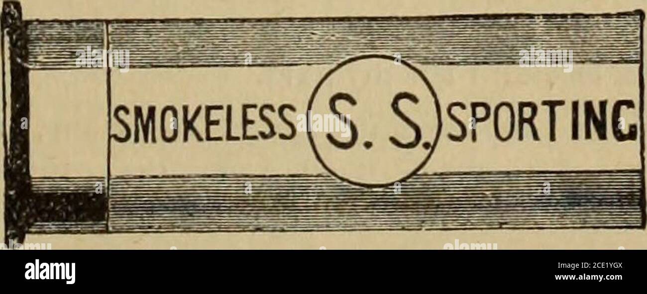 . Hardware Merchandising 1895 . HAT KEINE GLEICH hohen Geschwindigkeiten. Niedrige Drücke, Großer Bereich. Extra Gehärtet. Doppelt Wasserdicht. Zuverlässig. Sicher. Kein Glas. Harte Schläge. Schnell undStrong, mit perfekter Verbrennung. Das Lieblingspuder.die Wahl der Experten. Das Pulver der Pulver für das Klima. Sole Manufacturers : THE SMOKELESS POWDER CO., Ltd, das^iwood House, New Broad Street, London, England,Werke: Barwick, Herts.. VERSUCHE von ELEY BROS, und -ROD & GUN. UNÜBERTROFFENE DATENSÄTZE. GESCHWINDIGKEITEN: Bei 2i/2 Yards, 1012 68 Fuß pro Sekunde. 43 87272 viel mehr als jedes andere Pulver – Nitro oder Schwarz. Muster 233. Stockfoto