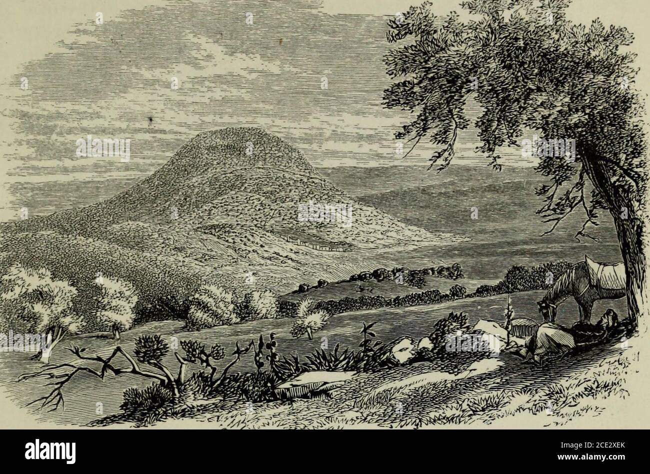 . Heilige Geographie und Altertümer . s, sind noch sichtbar. Eobinson, Phys..Geog., S. 24. Seine Höhe wird von Yan de Yelde auf 1.865 Fuß angegeben. Memoir, S. 177. Reisende sind sich einig, dass der Blick vom Gipfel Tabor als einer der schönsten im Heiligen Land betrachtet wird. Nicht nur ist es selbst sehr schön und umfangreich, aber es umfasst auch aremarkable Montage von Objekten, die dem Christen durch die heiligsten Erinnerungen. Auf dem Osten sind travel vollständigen Umrisse des Beckens gesehen, in dem repossesdas Meer von Galiläa, obgleich nur ein kleiner Teil des Sees selbst sichtbar ist. Sei auf dem See, in der DIS Stockfoto