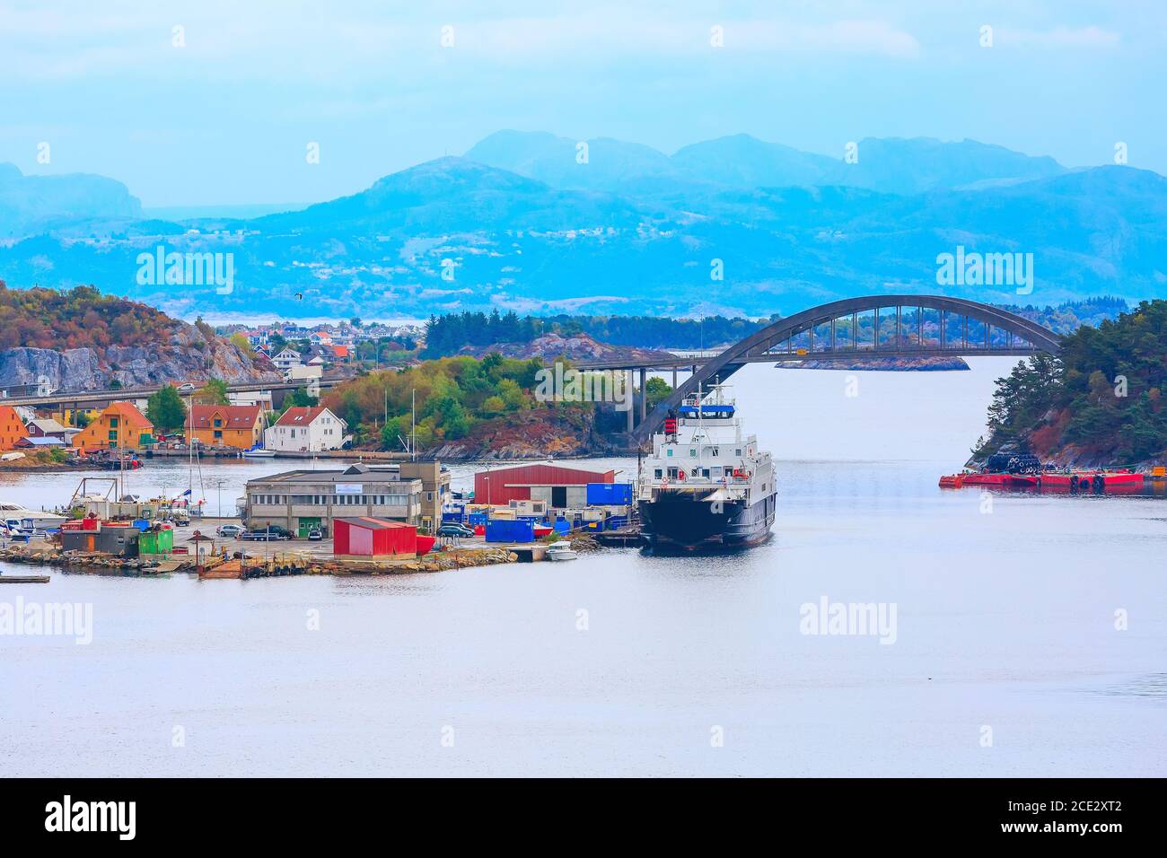Stavanger, Norwegenbrücke und Schiffe Stockfoto