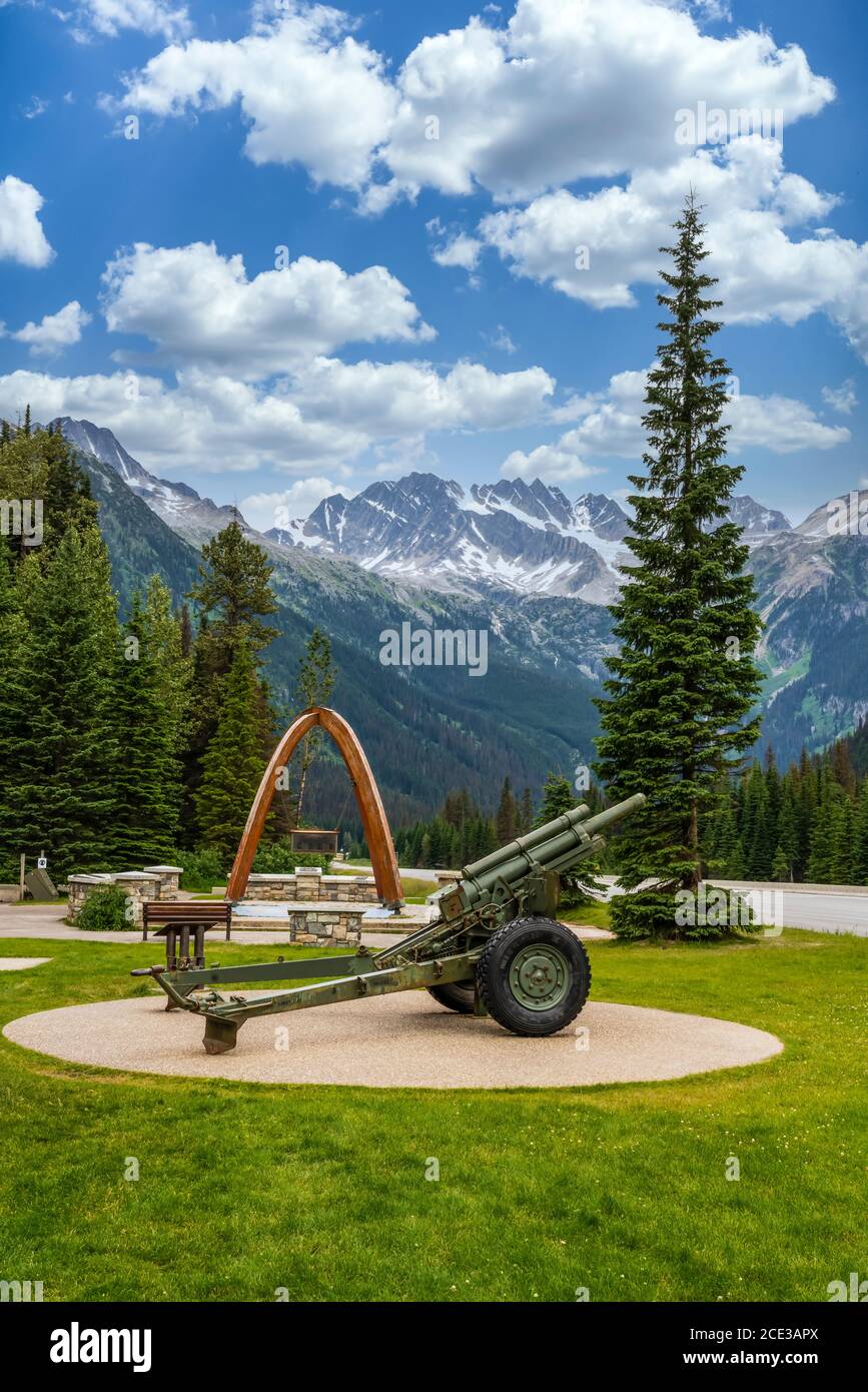 Das Rogers Pass Memorial Gipfeldenkmal, British Columbia, Kanada. Stockfoto