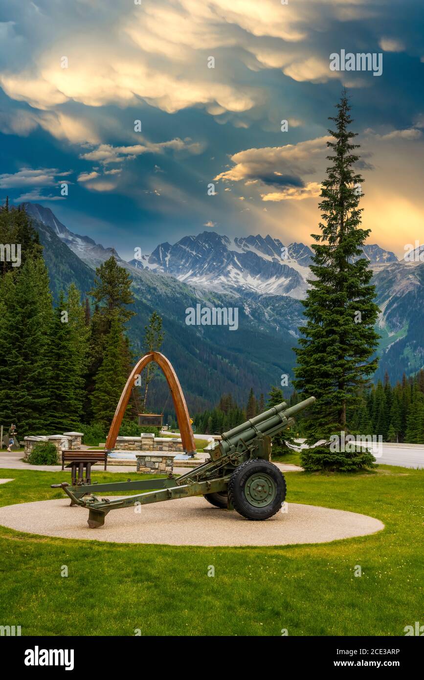 Das Rogers Pass Memorial Gipfeldenkmal, British Columbia, Kanada. Stockfoto