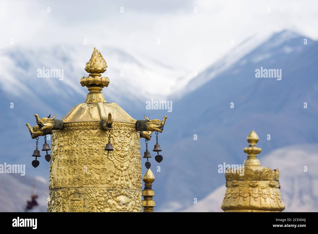 Die Dächer des Ramoche-Tempels, Lhasa Tibet Stockfoto