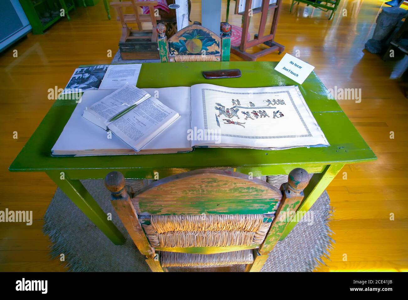 Diego Rivera's Schreibtisch in seinem Studio Bellavista, Mexico City, Mexiko Stockfoto