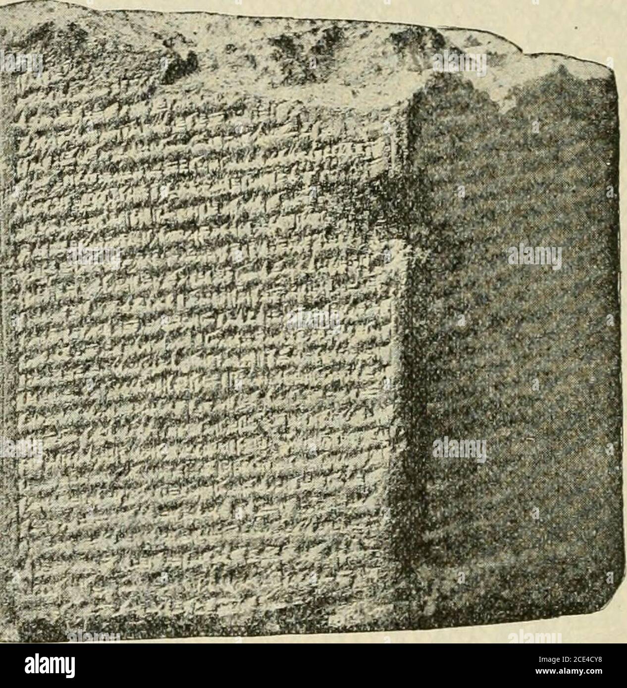 . Die Bibel des Studenten: Das Alte und das Neue Testament nach der Version der Bibel von 1911. Platte XCV. SANHERIB, König von Assyrien, über B. C. 705-681, recivingthe Vorlage der Bewohner der Stadt Lachisch. (Prom ein Flachrelief an den Wänden des Palastes von Sennacherib, entdeckt in Ninive, jetzt im British Museum.) / i (^ /. Platte XCVI. UNTERER TEIL EINES ZYLINDERS-VON ESARHADDON, König von Assyrien, um B. C. 681-668, Manasse, König von Juda zu erwähnen. (British Museum, 48-11-4, 315.) Stockfoto