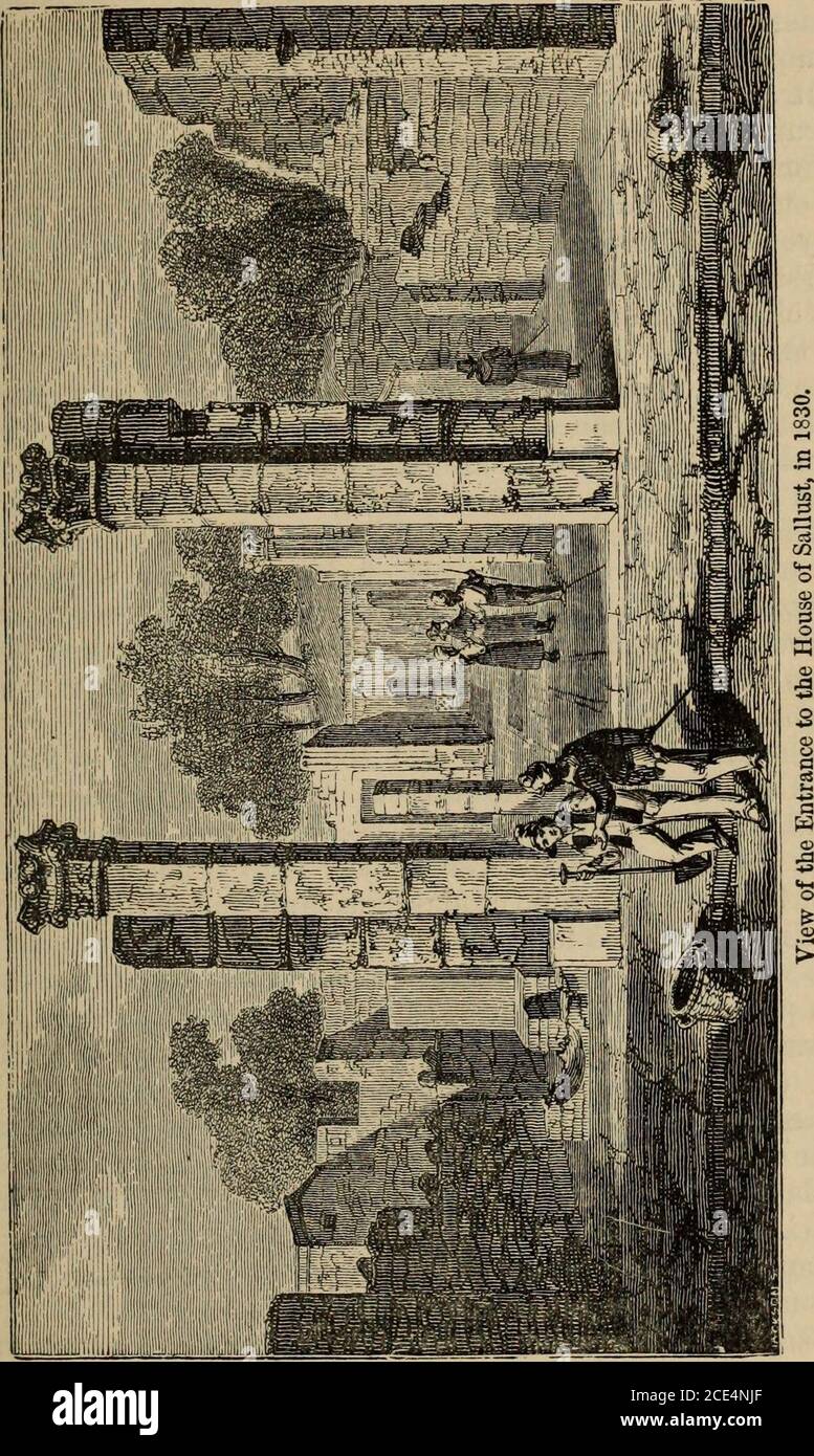 . Pompeji; seine Geschichte, Gebäude und Altertümer : ein Bericht über die Zerstörung der Stadt, mit einer vollständigen Beschreibung der Überreste, und der jüngsten Ausgrabungen und auch eine Reiseroute für Besucher. Ich servedas ein Lararium, wie die Gemälde, die in ihm gefunden wurden beweisen.18. Offener Raum und Treppe, die zu einer Winterwohnung führt, die über dem Ofen platziert ist. 19. Tablinum, mit an seiner Rückseite Aluwand Brüstung. 20. Faus. 21. Portikus. 22. Sommertriclinium. 23. Kabinett. 24. Garten oder Xystus. 25. Tri-clinium im Freien, bedeckt von einem Gitter. 26. Küche.27. Hintereingang. 28. Kammer. 29. Eingang t Stockfoto