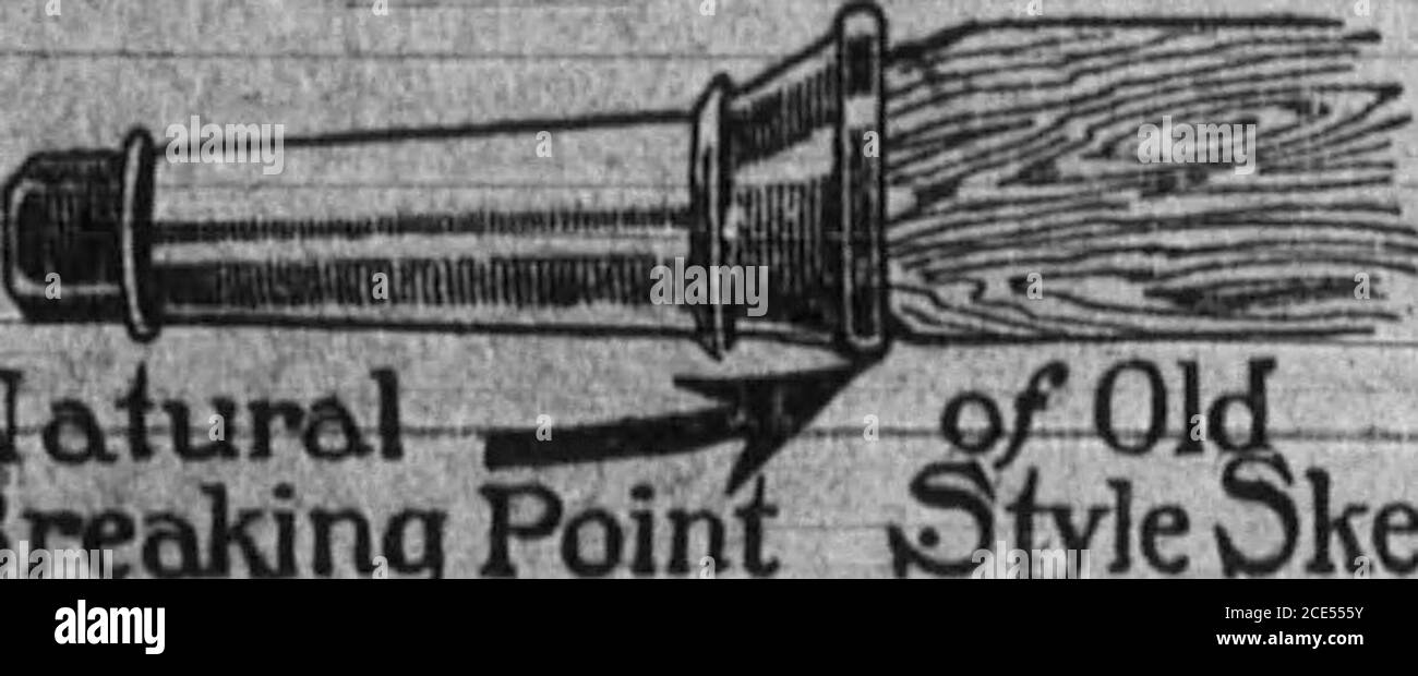 . Boone County Recorder . Ained ote am Boden von Jhis ad-iscmentrTHe Unterschied bc- een die Arten von skeins.^ ein, die alte Weise, gibt einen natürlichen Bruchpunkt, wo Eisen Stoppsand Holz beginnt. Die andere, die Thornhill Way, zeigt - die- lange Ärmel malleableskein nicht zerbrechlich. Die lange Hülse aus formbarem Eisen erstreckt sich unter der Achsenstärkung und verteilt die Dehnung. Es gibt keinen schwachen Teil.Dies verbannt, für immer, die alte Schwäche der Waggons. Dieser langärmelige formbare SkeinTuns als^gtrrly^5A-Gussskein, isas stark wie ein Stahlskein und willpatlast auch.: ::.; . ; EIN Defiance mac Stockfoto