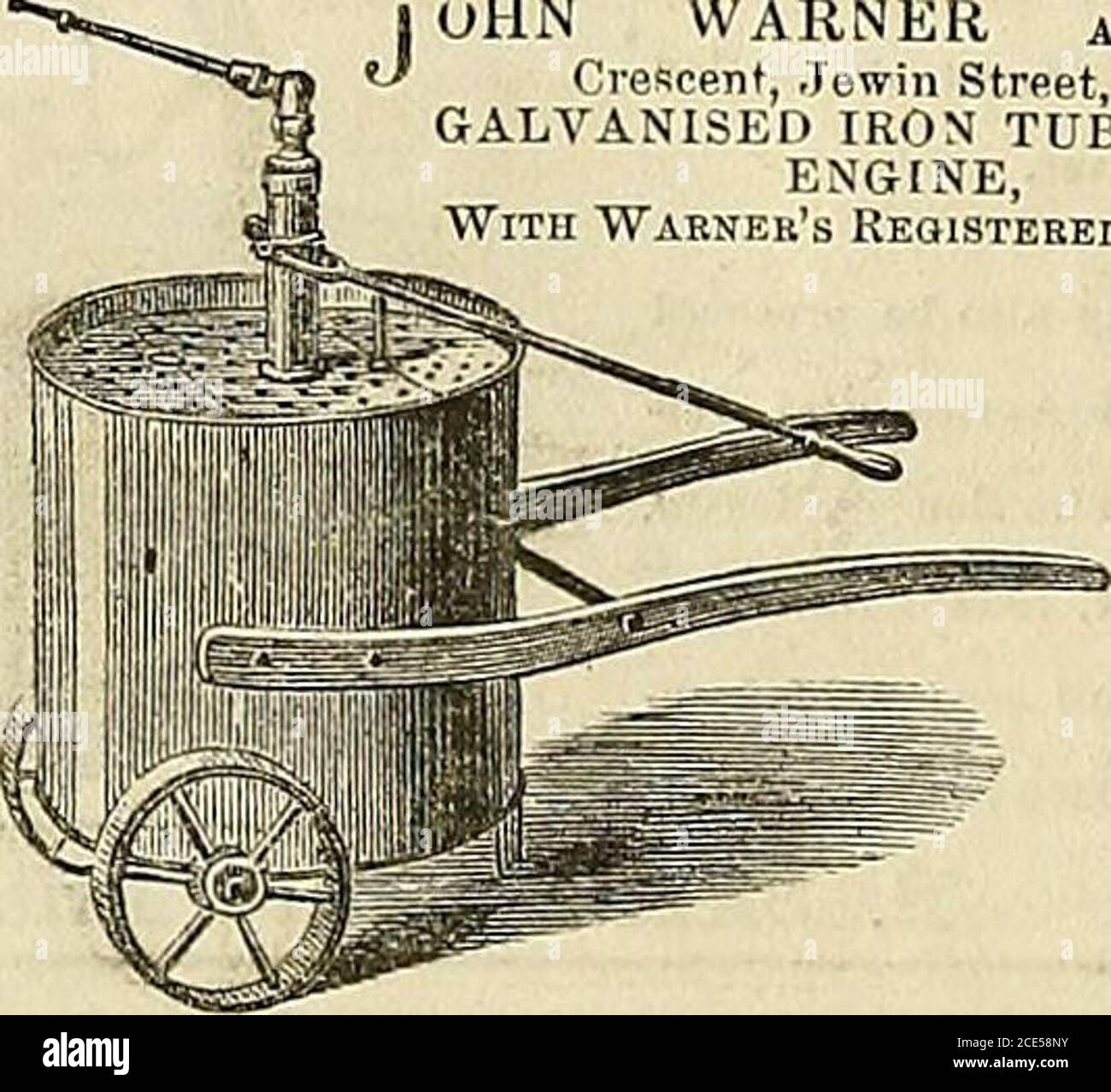 . The Gardeners' Chronicle and Agricultural Gazette . at Agents Yard) Zement, Arbeit. – vielleicht in London, Gloster, Bridgewater und Rugby. PREIS ZEHN SCHILLING UND NACH OBEN. Die dreifache Verwendung ot rliis n^.T.T kleine Maschine muss salouslu Bewässerung, Rollinfr. Oder Syringing sein; es wird etwa 60 Fuß werfen, und IST so tragbar, dass jeder gewöhnliche Haushalt kann es verwenden Es enthält etwa 20 Gallonen, Preis 51. IDs.; 25 Gallonen, 6/. 10er.   1 OHNWARNER and SONS, Crescent, Jehin Street, LondonGALVANIZED IRON TUB GARDEN ENGINE, with Wabners Reqisteed Spbeadee, is stark recommended,fordurability undlow pri Stockfoto