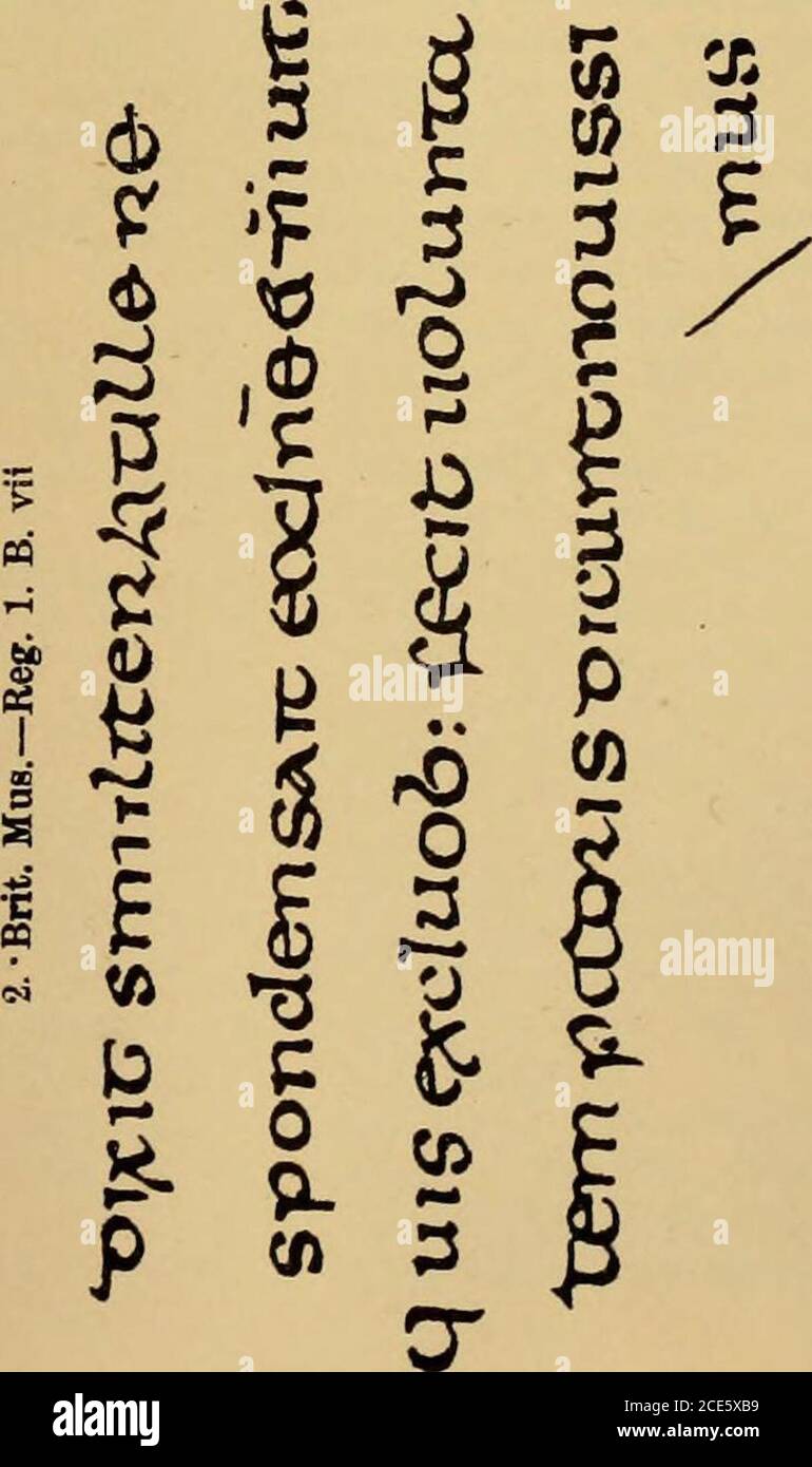 . Ein Wörterbuch der Bibel .. . niinores esse,introeuntes autem et rogati ad coenam, locis emi^ien-tioribus, clarior, om. Is, ad coenam vocavit, deorsum, INI. Inf. Rec, supervener, ad coenam vocavit, adhuc sursumaccede, om. /ioc. > Bentley hat auch eine Sammlung von einem anderen OOT-Tonian MS gegeben. (Otho, B. ix.) sehr ähnlich diesem, whichalmost im Feuer im Jahr 1731 umgekommen. Mr. E. A. Bond, Deputy Keeper of the MSS., dessen Güte der Schreibende für wichtige Hilfe bei der Untersuchung der bedeutenden Sammlung lateinischer MSS. Im BritishMuseum sehr dankbar war, hat ihm Fragmente von ein paar Urlaub gezeigt Stockfoto