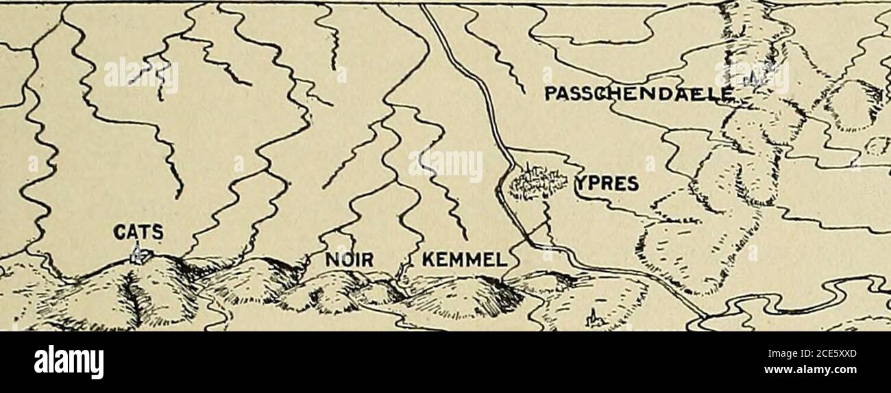 . Schlachtfelder des Weltkrieges, West- und Südfront; eine Studie in militärischer Geographie . Abb. 36 – Blockdiagramm des Mont Kemmel-Vimy Ri STRUKTUR DER HÜGEL 107. NEUVE(£GLISE 0*ESS1NES Stockfoto