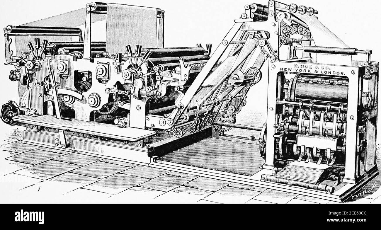 Eine Kurze Geschichte Der Druckmaschine Und Der Verbesserungen In Der  Druckmaschine Von Der Zeit Gutenbergs Bis Zur Heutigen Zeit. Die Form Des  Typus Für Eine Seite Des Papiers Wurde Auf Einen