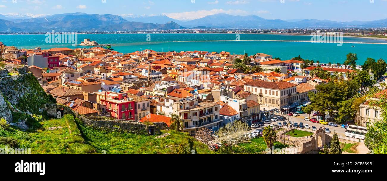 Nafplio, Griechenland Luftaufnahme Stockfoto