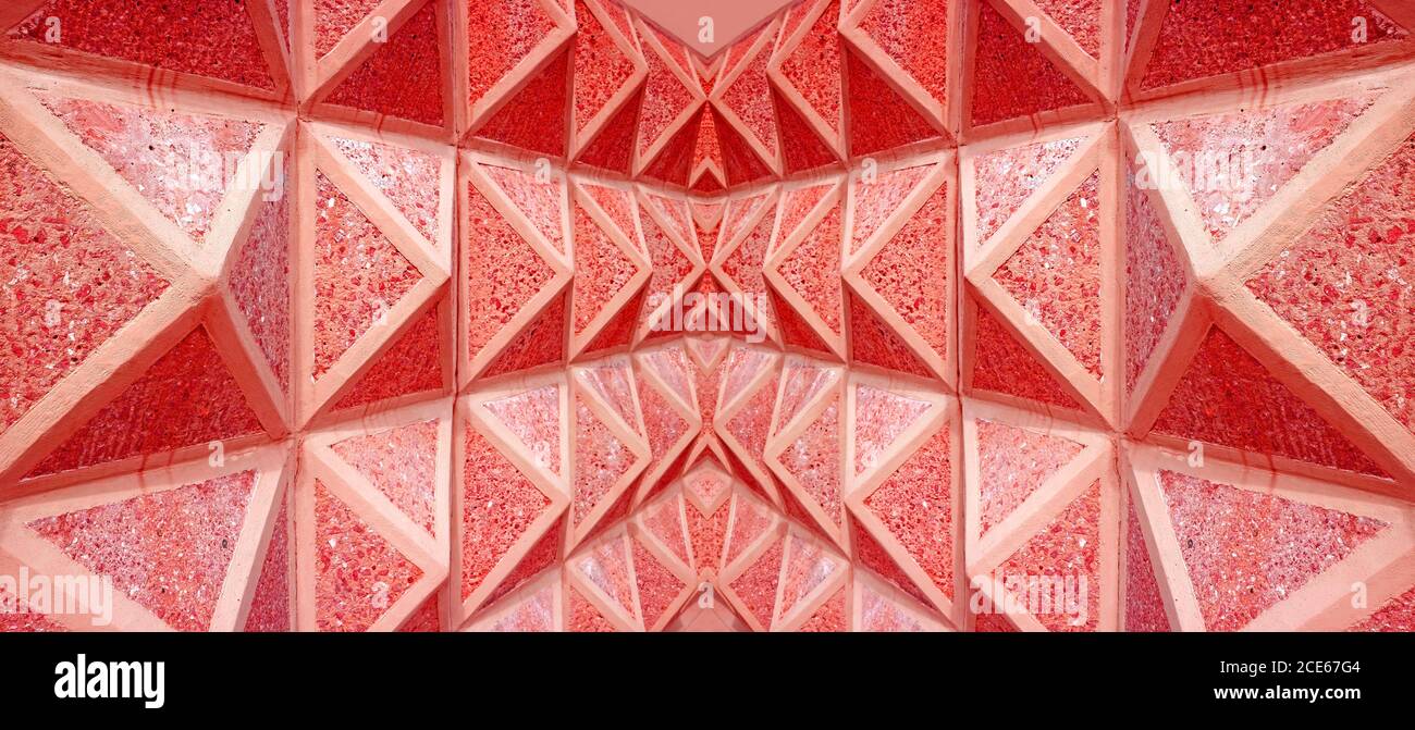 Pop Art Stil abnehmende Perspektive einer Symmetrie 3D Architektur Linien in leuchtendem Rot Stockfoto