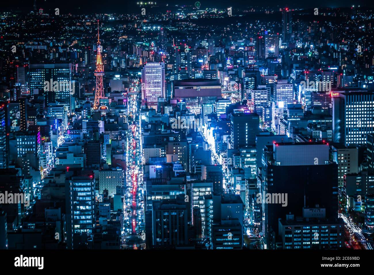 Nagoya Nachtansicht (von Sky Promenade) Stockfoto