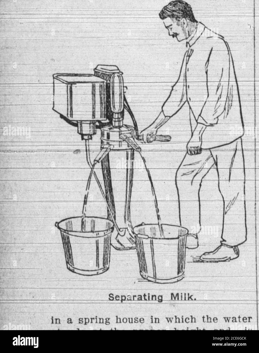 . Boone County Recorder . WAYS Best Method Yet erdacht ist Centri-Fugal Machine und beinhaltet Kon-siderable Ausgaben von Geld. .T.V V. K. jmATXKRn.) THP-Throe-Systeme der SeparatiingSOT in den häufigsten Anwendungen sind: Theshallow-Pfanne, tiefe Einstellung und Centri-Fugal. Die Einstellung der Milch in Pfannen oder Krocks, lassen die Milch stehen für 12 bis 24 Stunden, je nach tcTiipi-niture, und dann skimmingthe Sahne, ist als UC skallow-Pan-System bekannt. Dies ist. Die älteste m&lt; Th-od der Trennung von Sahne aus Milch, und variiert g i &lt; -jede iff-Effizienz. De-pending sehr weitgehend auf, wie schnell die Milch wird afte gekühlt Stockfoto