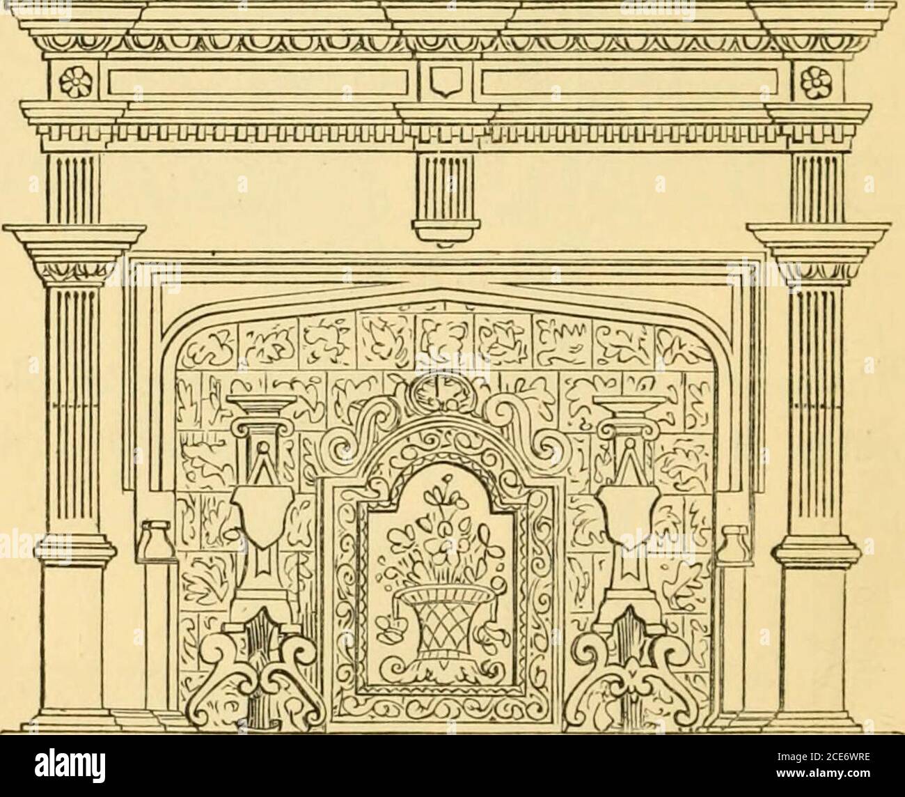 . Das Haus des Engländers, von der Hütte zum Herrenhaus. Ein praktischer Führer für Mitglieder der Baugesellschaften, und alle daran interessiert, ein Haus auszuwählen oder zu bauen. Herrschaft von Elizabeth, von Sir Thomas Tresham, auf dem Anwesen im Wald, etwa eine Meile vom Haus entfernt. 284 EINE ELISABETHANISCHE VILLA. Ist das merkwürdige und einzigartige Gebäude, die TriangularLodge/*, die als Geheimort der Zusammenkunft für die Verschwörer des Gunpowder Plot diente. Der Grundriss zeigt nur eine kleine und einzelne Treppe b; erhebliche Diskussion fand uponthis; die große Treppe wurde zuerst in der Halle A geplant, aber ein Milliardär Stockfoto