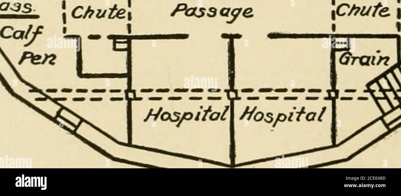 . Scheune Pläne und Nebengebäude . tLJi Feige. S QUERSCHNITT DES HÖHENZUFUHRFACHS und des großen Getreidespeichers. Ein großer offener Boden kann zur Lagerung, zum Schleifen oder für andere Zwecke genutzt werden – bei Bedarf ein morestbarer Raum. Es gibt keine Treppe, die man nach Plan mähen kann, aber genug Platz, um eine einzubauen. Das Mäh ist mit einem selbsttragenden Dach bedeckt. Eine Doppelplatte ruht auf dem Sprossen, unterstützt ein System von Sparren, 16 SCHEUNEN PLÄNE UND NEBENGEBÄUDE whieli wiederum unterstützen eine andere Platte, und so weiter. Der Dachplan ist in Abbildung 7 dargestellt. Ein achteckiger König Pfosten runtergefahren in der Mitte, um ein Ende der Heubahn, das andere Ende des Whi zu stützen Stockfoto