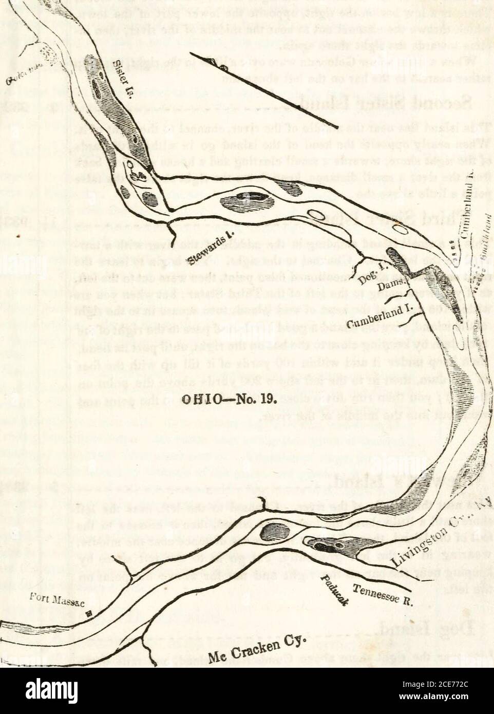 . Der westliche Pilot : mit Karten des Ohio River, und des Mississippi, von der Mündung des Missouri zum Golf von Mexiko ; begleitet mit Anweisungen für die Navigation der gleichen, und ein Gazetteer ; Oder Beschreibung der Städte auf ihren Ufern, Nebenflüsse, usw., auch eine Vielzahl der Angelegenheit, die für Reisende interessant ist, und alle, die in der Navigation dieser Flüsse betroffen sind; Mit einer Tabelle der Entfernungen von Stadt zu Stadt auf allen oben genannten Flüssen . Website ora wenig unter dem Fuß der Insel, dann allmählich in die Mitte des Flusses, dann allmählich in die rechte Hand biegen, - runthe Rig Stockfoto