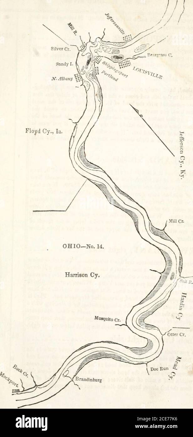 . Der westliche Pilot : mit Karten des Ohio River, und des Mississippi, von der Mündung des Missouri zum Golf von Mexiko ; begleitet mit Anweisungen für die Navigation der gleichen, und ein Gazetteer ; Oder Beschreibung der Städte auf ihren Ufern, Nebenflüsse, usw., auch eine Vielzahl der Angelegenheit, die für Reisende interessant ist, und alle, die in der Navigation dieser Flüsse betroffen sind; Mit einer Tabelle der Entfernungen von Stadt zu Stadt auf allen oben genannten Flüssen . werfen, im Sommer und Herbst, zu den endemischen Erkrankungendes Landes, aufgrund der stagnierenden Gewässer in der Nachbarschaft.die Teiche und Sümpfe haben Stockfoto