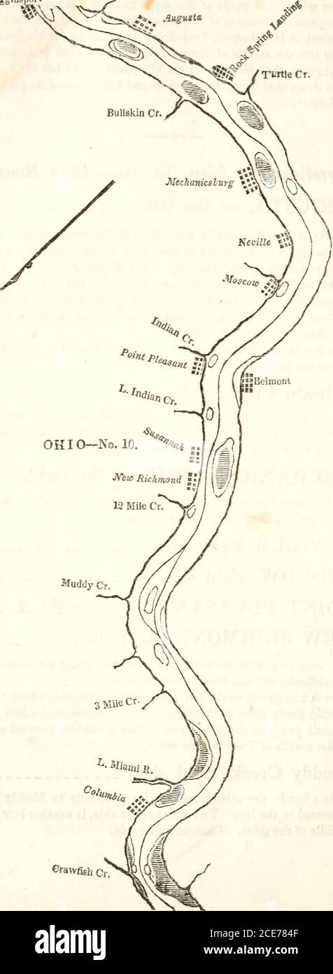 . Der westliche Pilot : mit Karten des Ohio River, und des Mississippi, von der Mündung des Missouri zum Golf von Mexiko ; begleitet mit Anweisungen für die Navigation der gleichen, und ein Gazetteer ; Oder Beschreibung der Städte auf ihren Ufern, Nebenflüsse, usw., auch eine Vielzahl der Angelegenheit, die zu den Reisenden interessant ist, und alle, die in der Navigation jener Flüsse betroffen sind; mit einer Tabelle der Abstände von Stadt zu Stadt auf allen oben genannten Flüssen. Er verließ Ufer; Und wenn Sie an der Bar vorbei sind, halten Sie sich rechts, um die Bar an der Mündung des Turtle Creek zu vermeiden, auf der linken Seite, etwa zwei Meilen unterhalb. Stockfoto