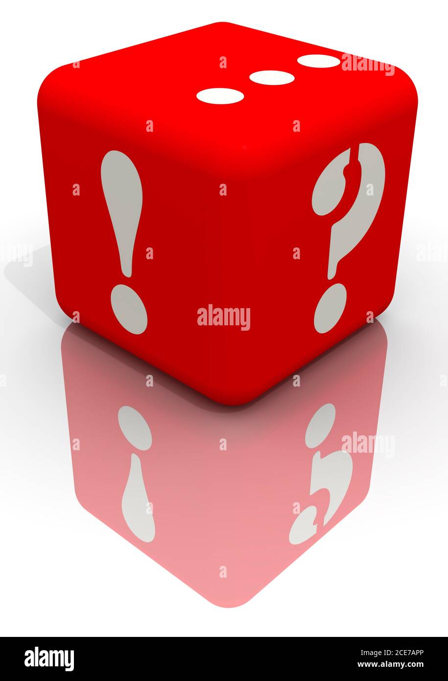 Fragen und Antworten. Roter Würfel mit Ausrufezeichen, Fragezeichen und  Punkten. Konzeptfragen und -Antworten. 3D-Illustration Stockfotografie -  Alamy