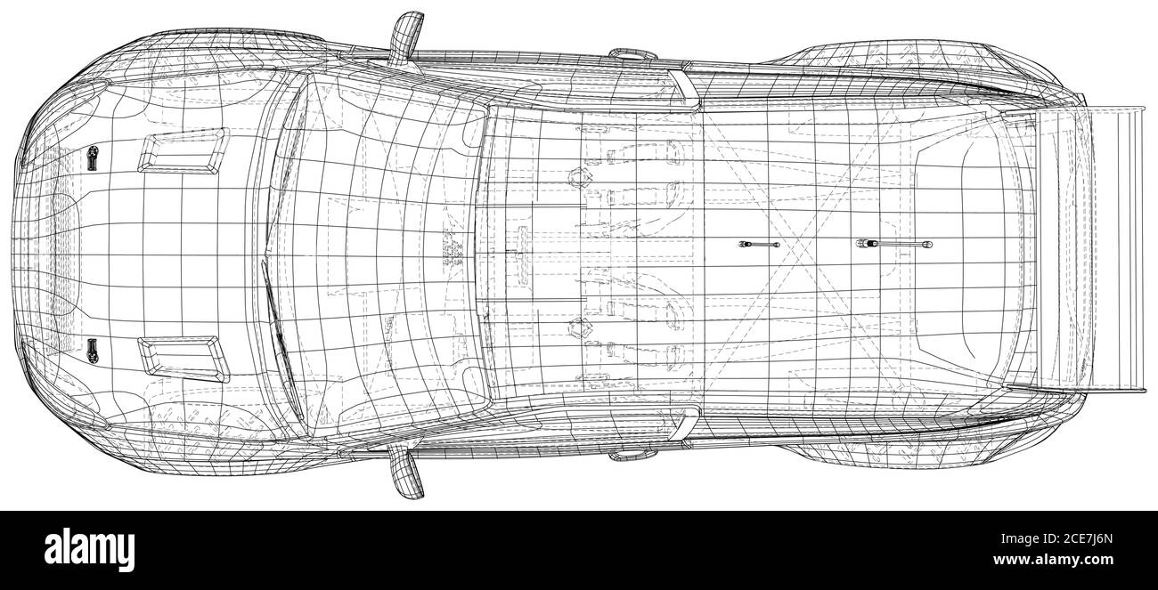 Rennwagen Vektor-Draht-Rahmen auf weißem Hintergrund. Autotransport. Stock Vektor