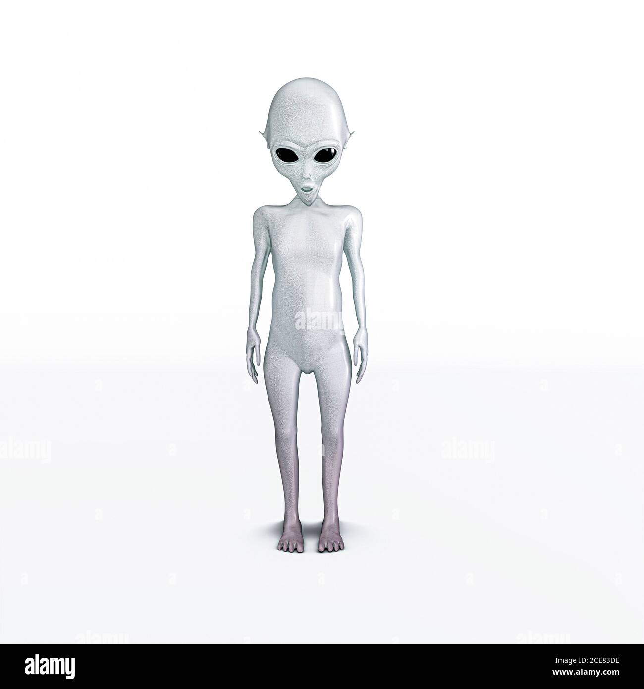 Alien isoliert auf weißem Hintergrund, 3D-Darstellung Stockfoto